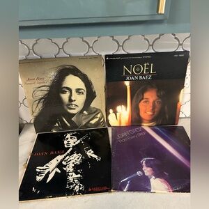 4 Joan Baez vinyl records Farewell, Angelina", "Noël", and "From Every Stage"